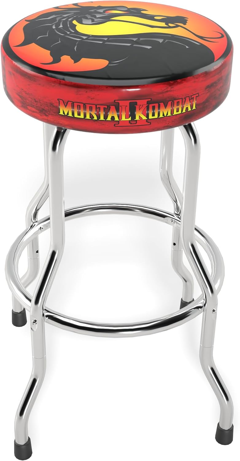 Arcade1Up Officially Licensed Adjustable Stool with Chrome-Plated Steel Frame and High-Density Foam Padding for Supreme Gaming Comfort (Mortal Kombat II) - Image 2